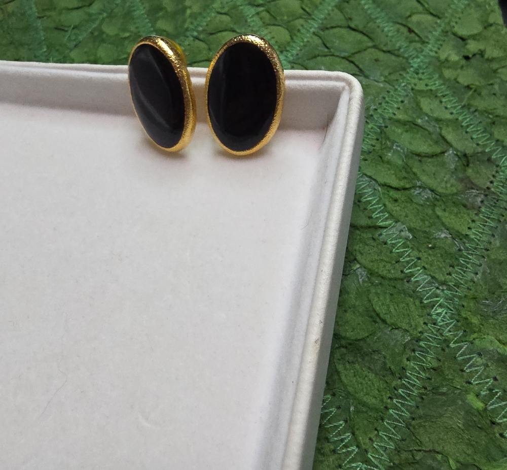Anne Klein Black and Gold Oval Cufflinks